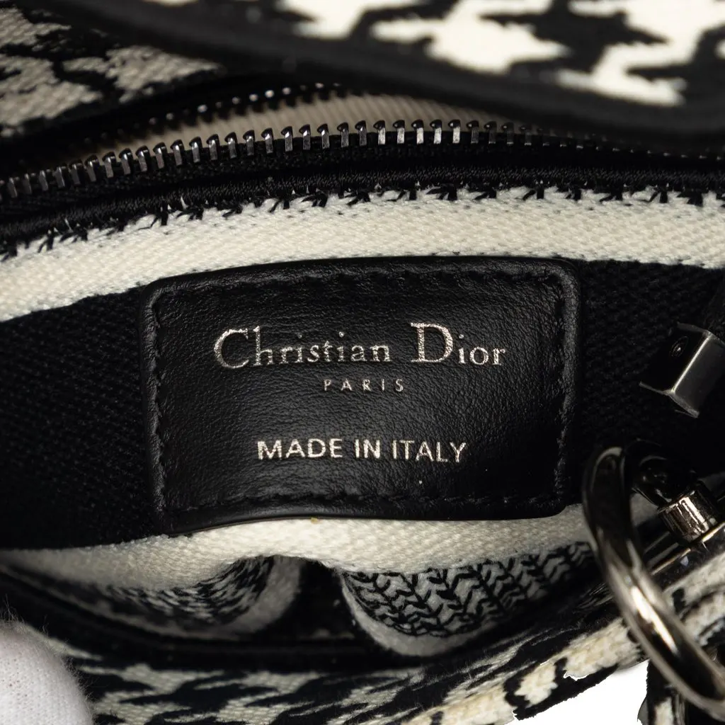 Dior Mini Embroidered Canvas Houndstooth Lady D Lite White Very good - Box View
