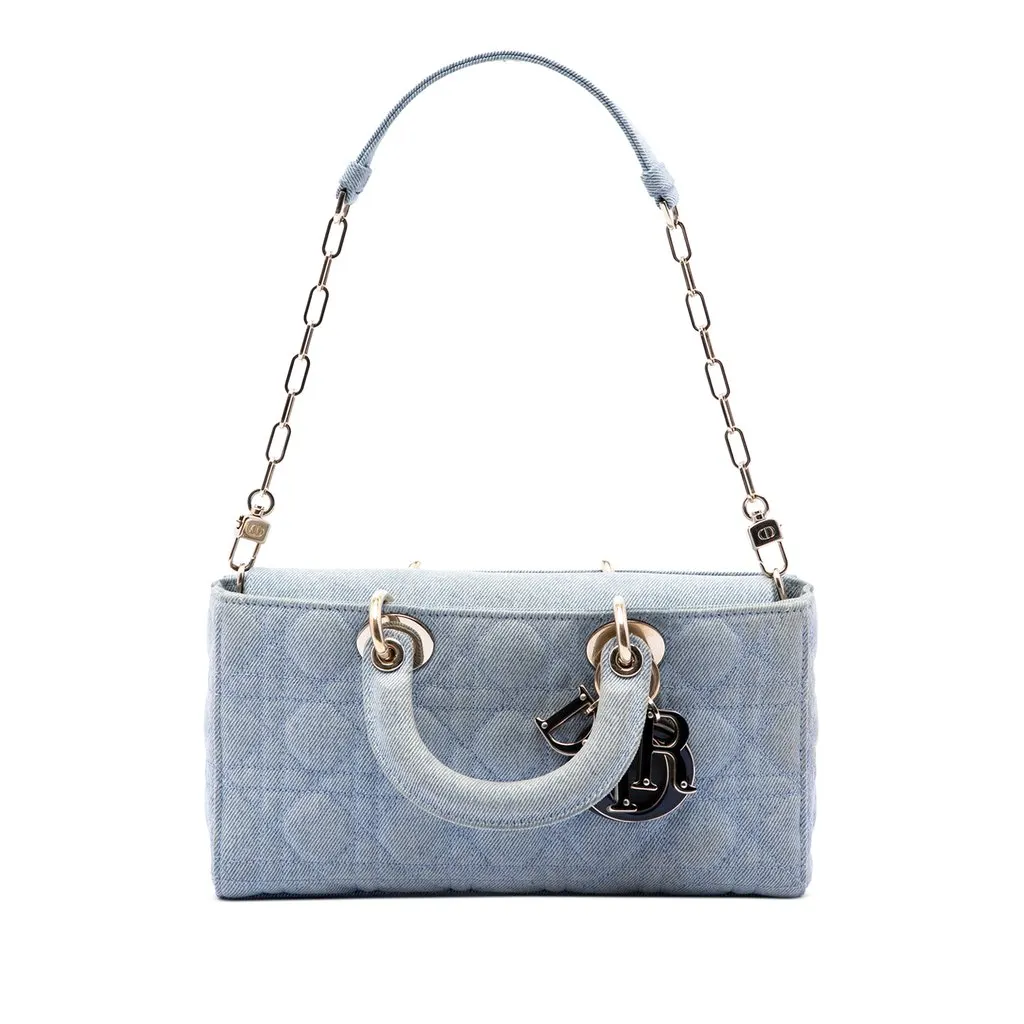 Dior Medium Denim Cannage Lady D Joy Blue Denim Very good - Back View