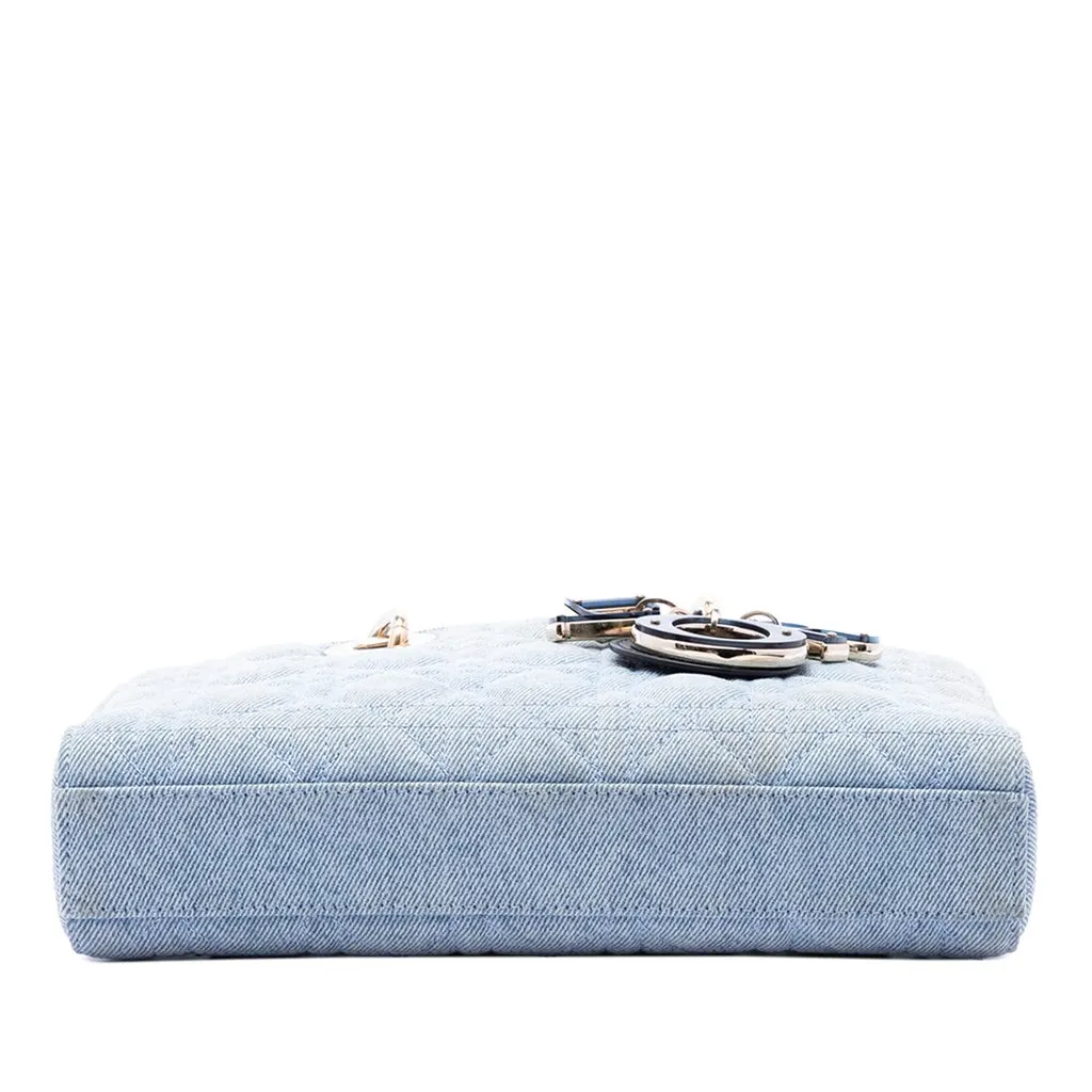 Dior Medium Denim Cannage Lady D Joy Blue Denim Very good - Model View