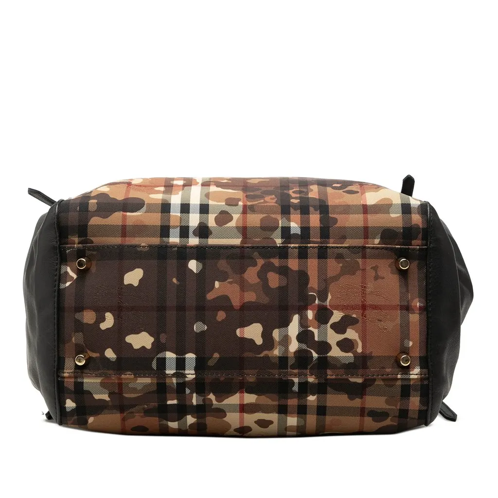 Burberry Small Haymarket Check Canvas and Calfskin Camouflage Canterbury Tote Black Canvas Very good - Inside View