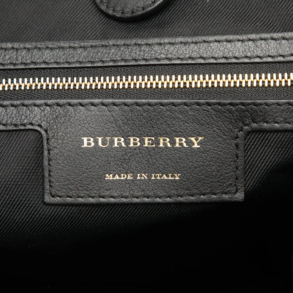 Burberry Small Haymarket Check Canvas and Calfskin Camouflage Canterbury Tote Black Canvas Very good - Box View