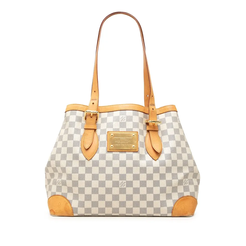 Louis Vuitton Damier Azur Hampstead MM White Canvas Good - Front View