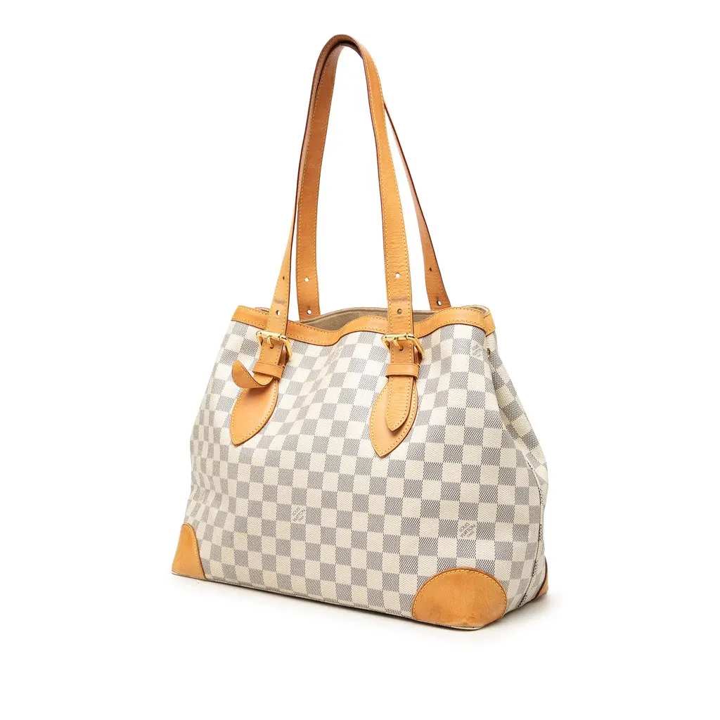 Louis Vuitton Damier Azur Hampstead MM White Canvas Good - Back View