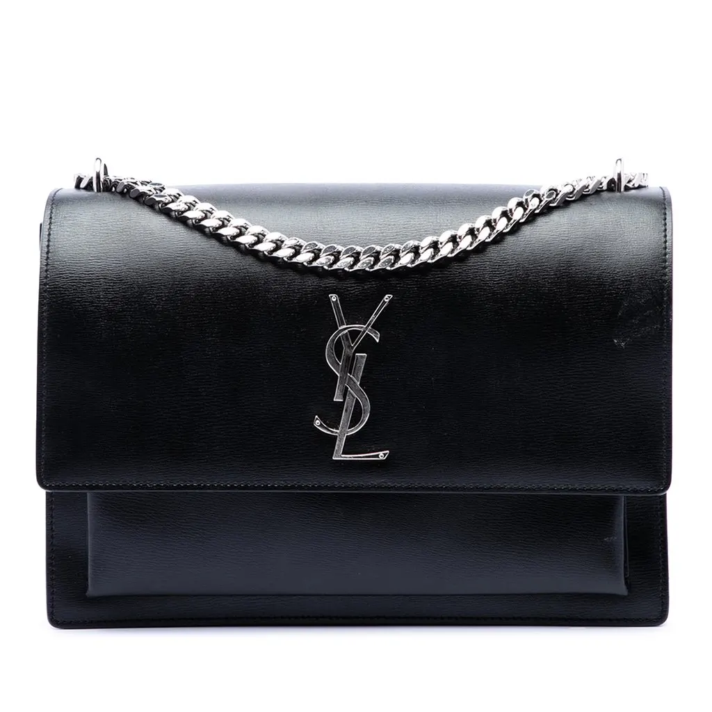 Saint Laurent Large Calfskin Monogram Sunset Crossbody Black Leather Very good - Front View