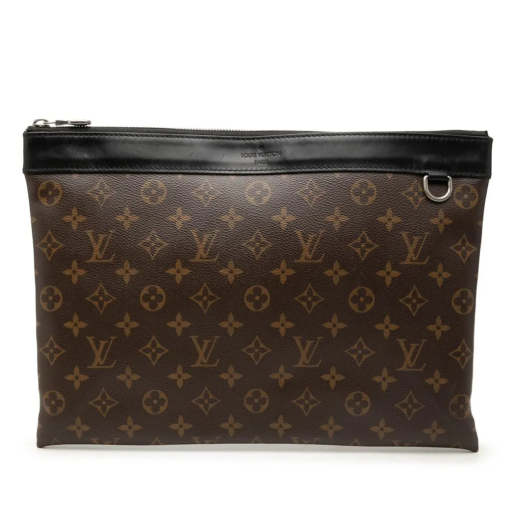 Louis Vuitton Monogram Macassar Discovery Pochette GM Brown Very good - Front View