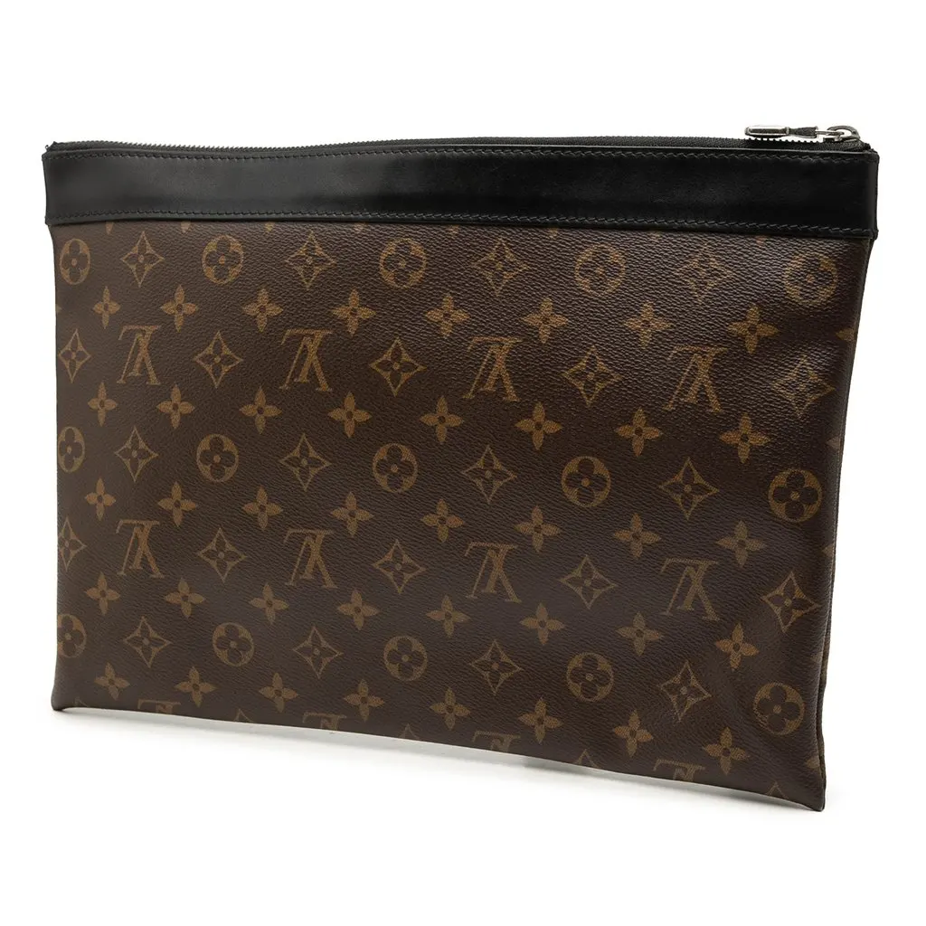 Louis Vuitton Monogram Macassar Discovery Pochette GM Brown Very good - Back View