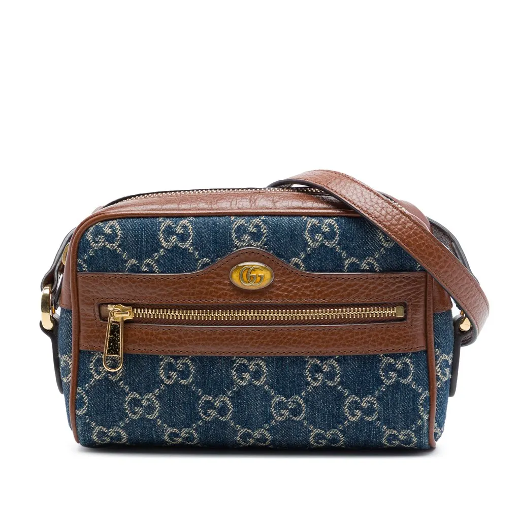 Gucci Mini GG Denim Ophidia Crossbody Blue Very good - Front View