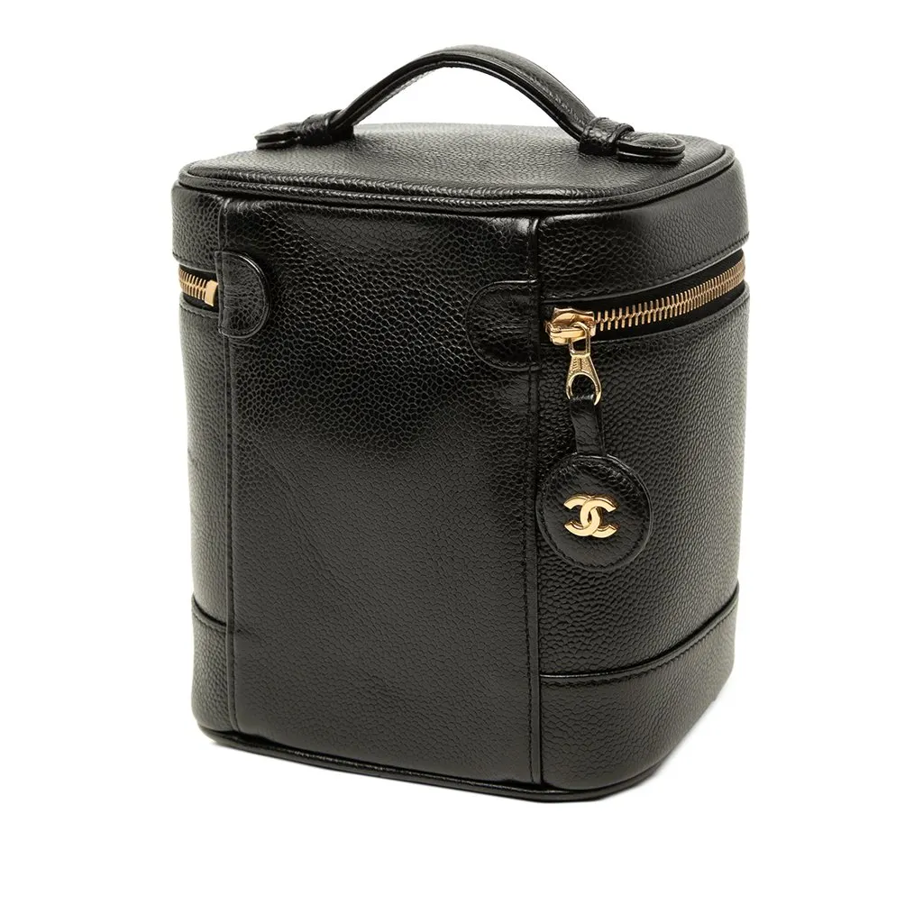 Chanel CC Caviar Vanity Case Black Leather Very good - Back View