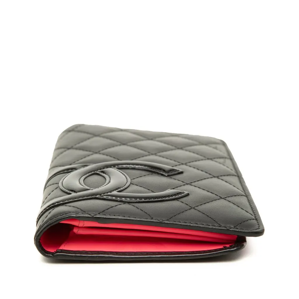 Chanel Quilted Calfskin Cambon Ligne Long Wallet Black Leather Good - Inside View