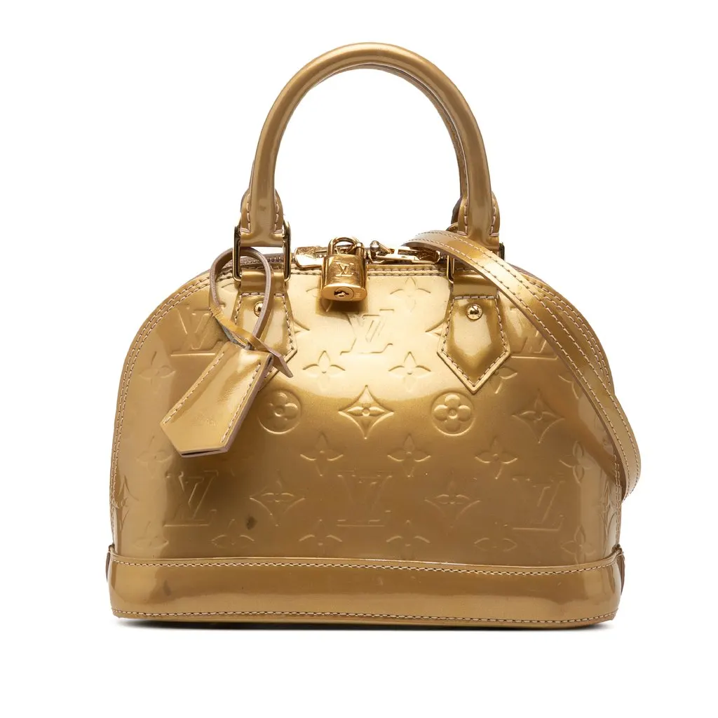 Louis Vuitton Monogram Vernis Alma BB Gold Leather Very good - Front View