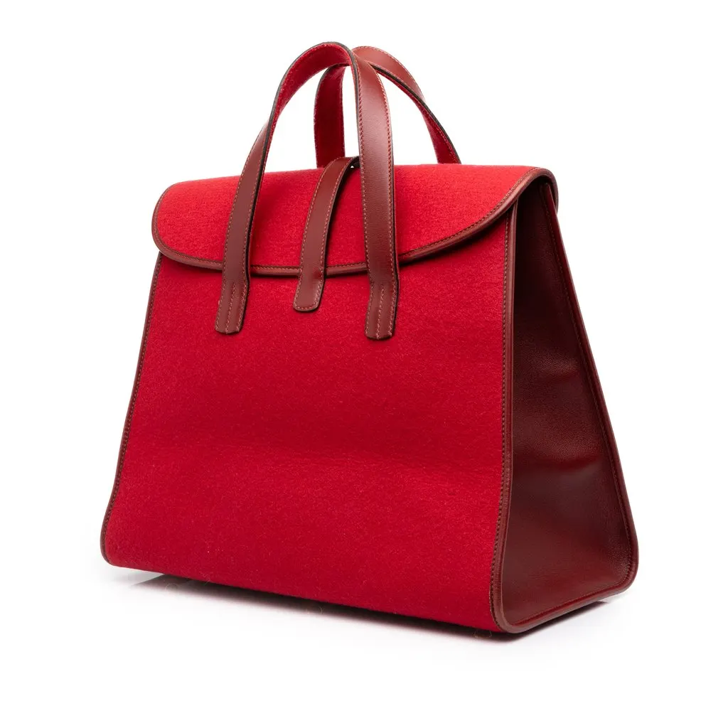 Hermès Felt and Gulliver Feu2Dou Tote Red Wool Good - Back View