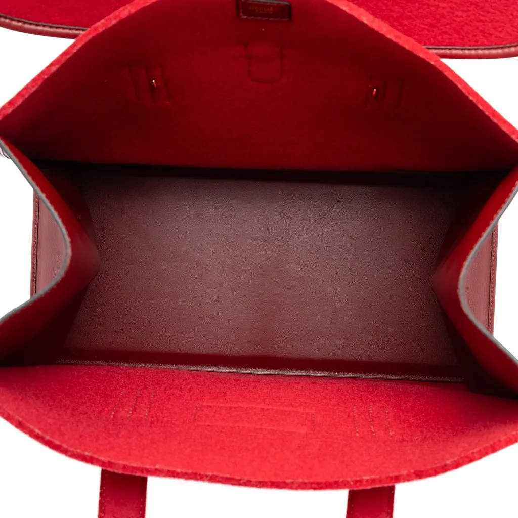Hermès Felt and Gulliver Feu2Dou Tote Red Wool Good - Model View
