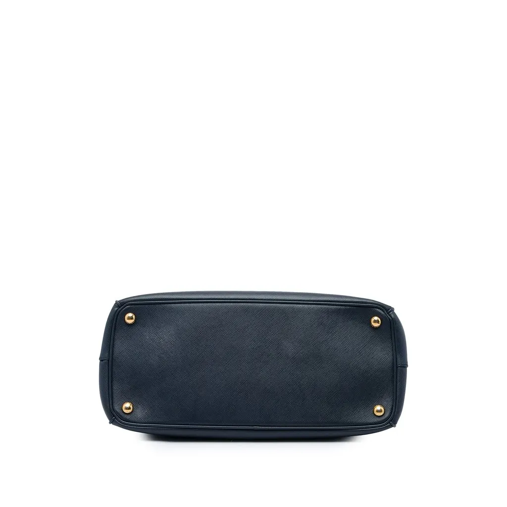 Prada Medium Saffiano Lux Galleria Double Zip Satchel Blue Leather Good - Inside View