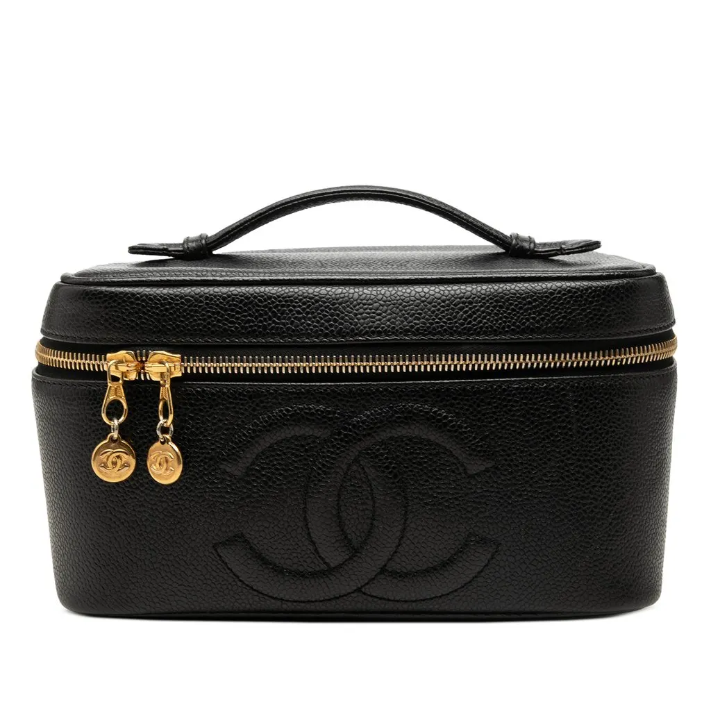 Chanel CC Caviar Vanity Bag Black Leather Very good - Front View