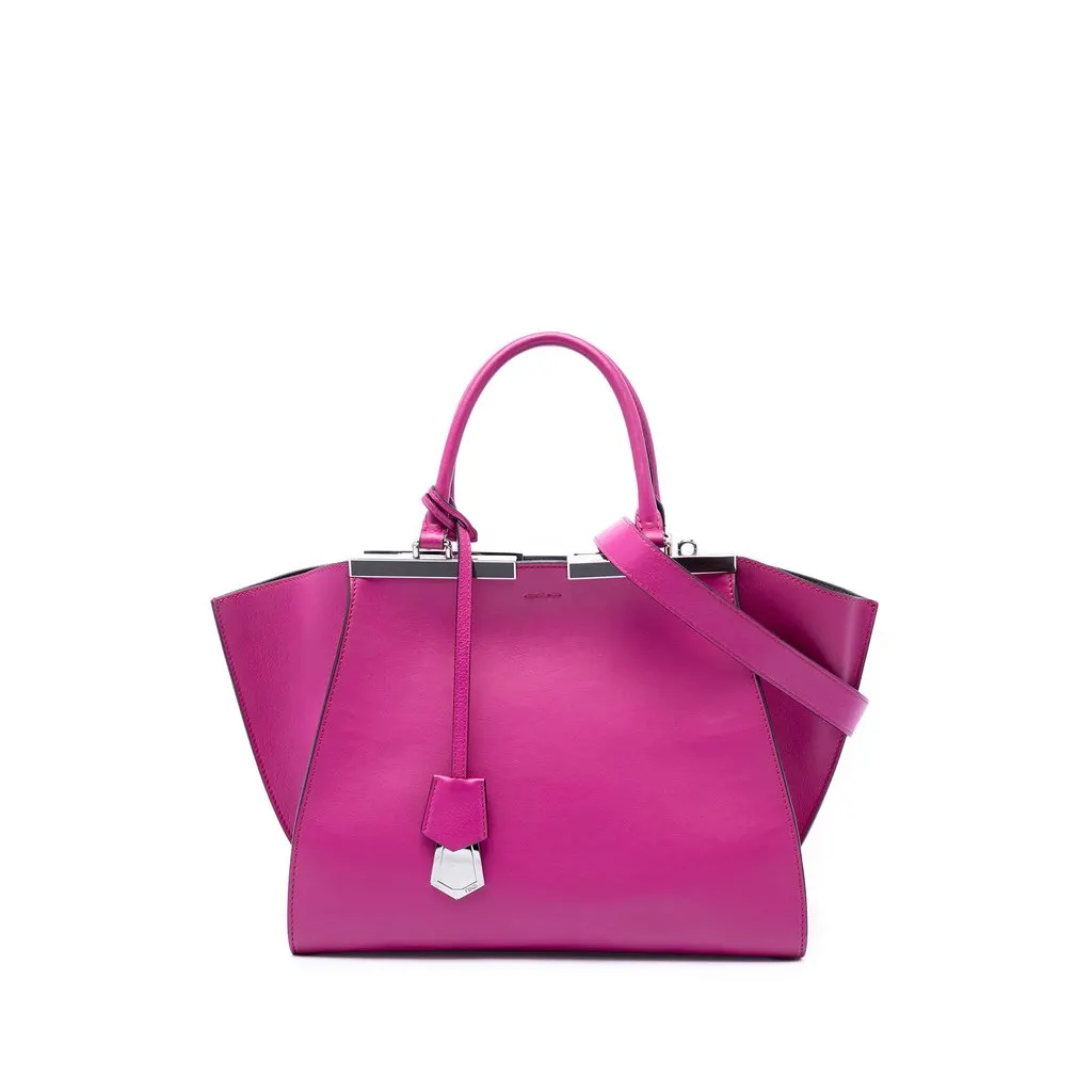 Fendi Medium Calfskin 3Jours Satchel Purple Leather Very good - Front View