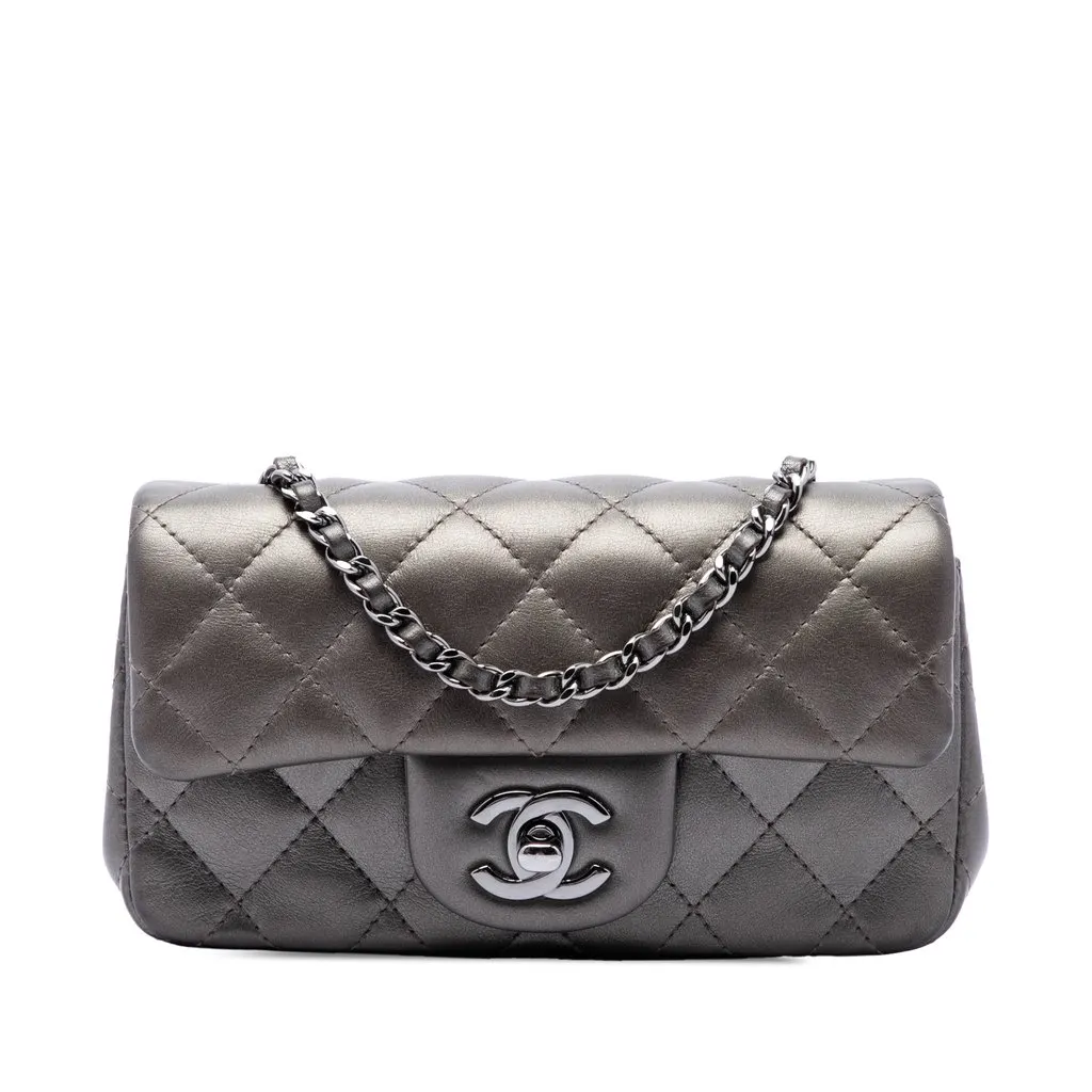 Chanel Extra Mini Rectangular Classic Metallic Lambskin Single Flap