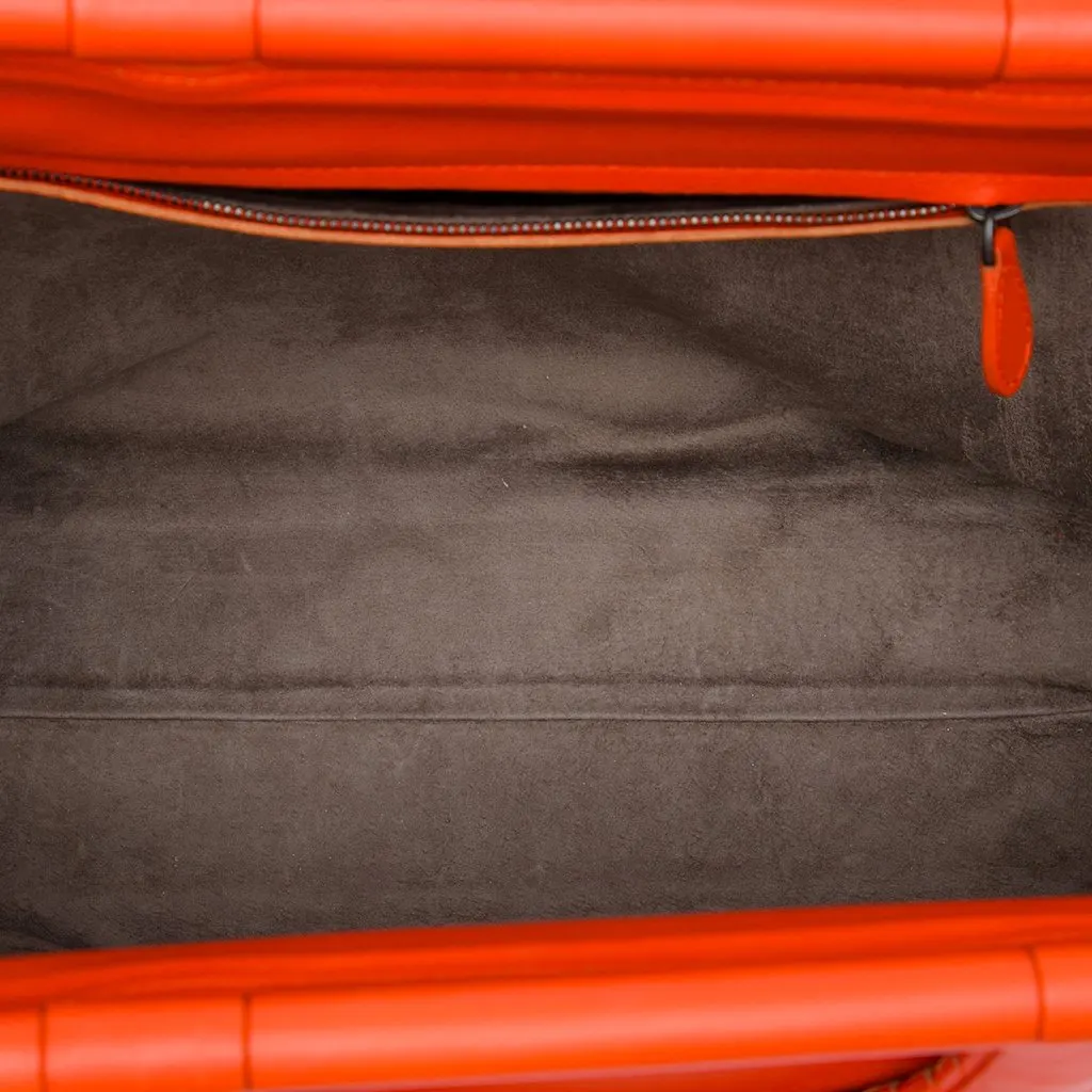 Bottega Veneta Leather Intrecciato Frame Top Handle Bag Orange Leather Very good - Model View