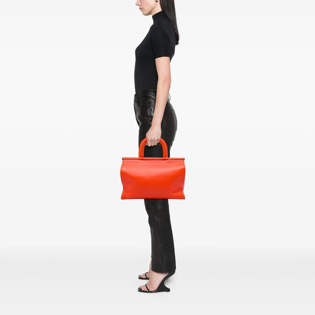 Bottega Veneta Leather Intrecciato Frame Top Handle Bag Orange Leather Very good - Box View