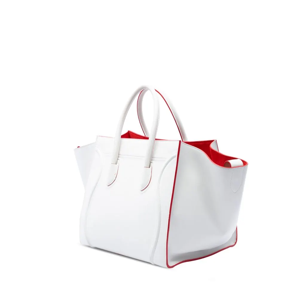 Celine Medium Leather Phantom Luggage Tote White Leather Good - Back View