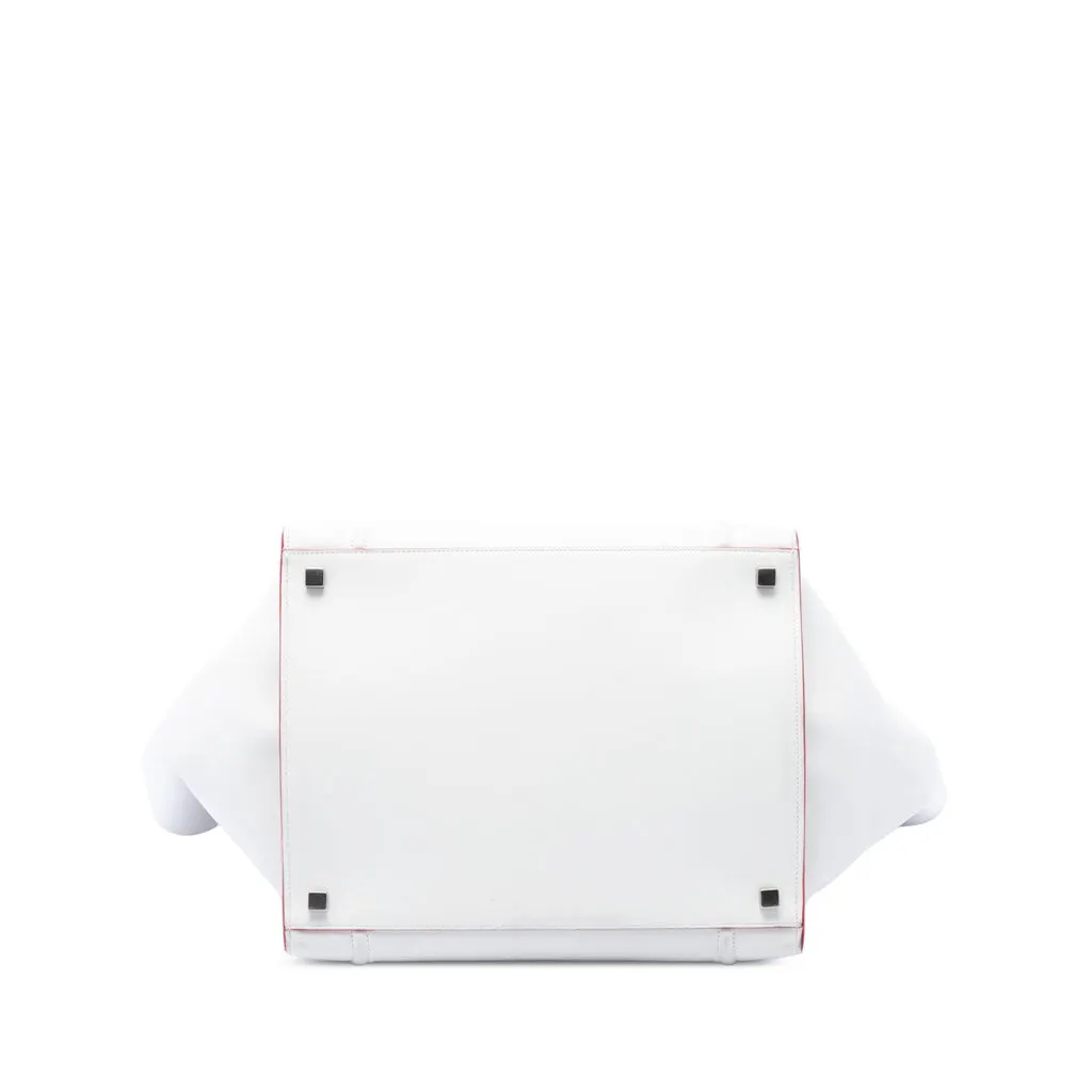 Celine Medium Leather Phantom Luggage Tote White Leather Good - Inside View
