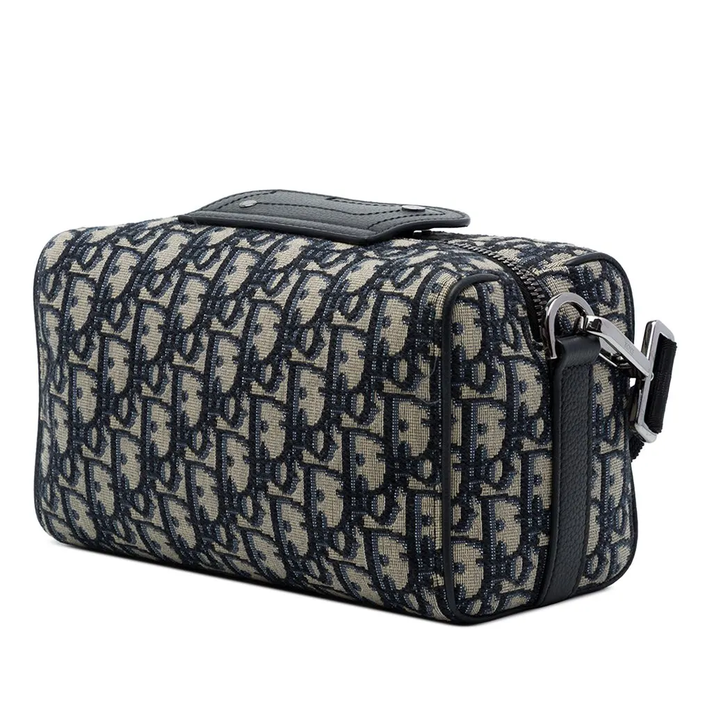 Dior Oblique Canvas Lingot 22 Bag Blue Canvas Good - Back View