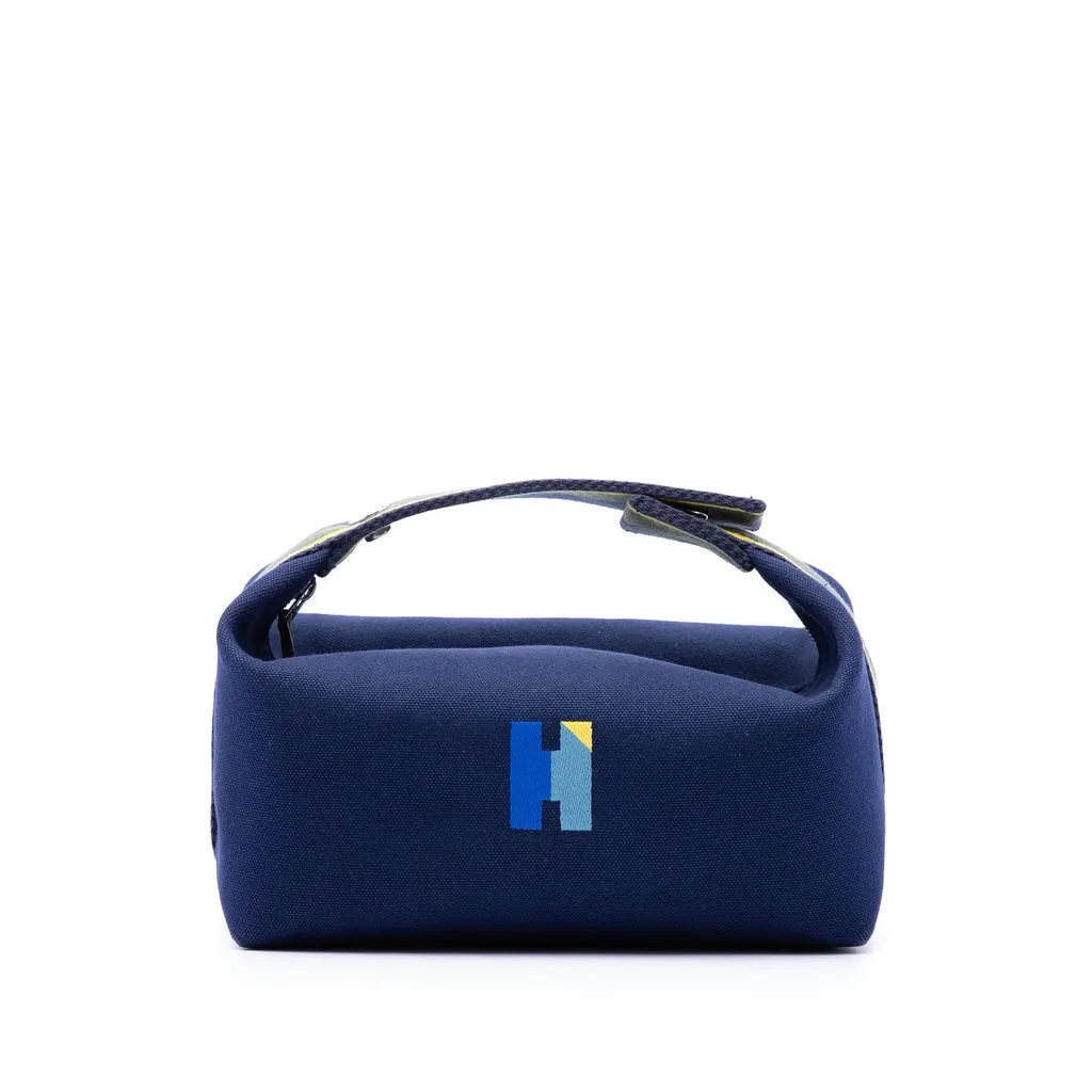 Hermès Small Toile Bride A Brac H Pavillon Case Blue Very good - Front View