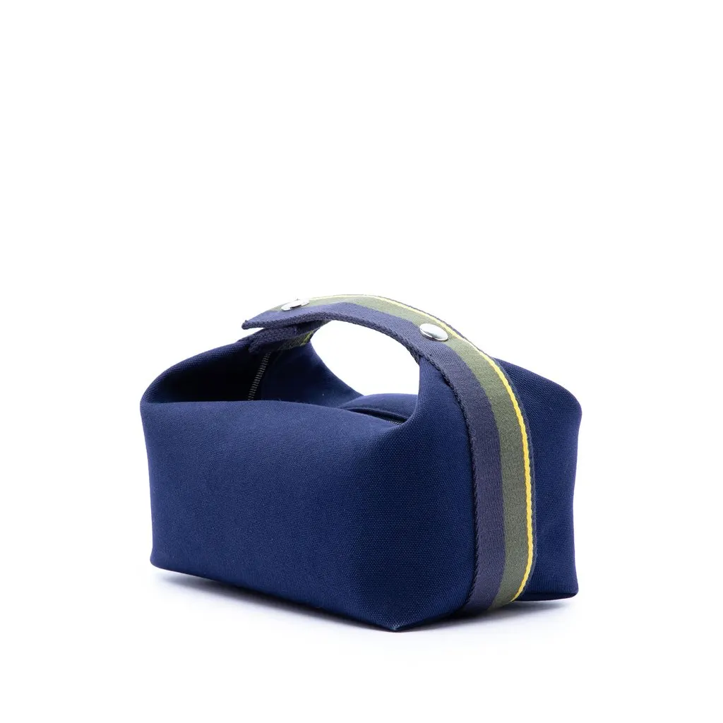 Hermès Small Toile Bride A Brac H Pavillon Case Blue Very good - Back View