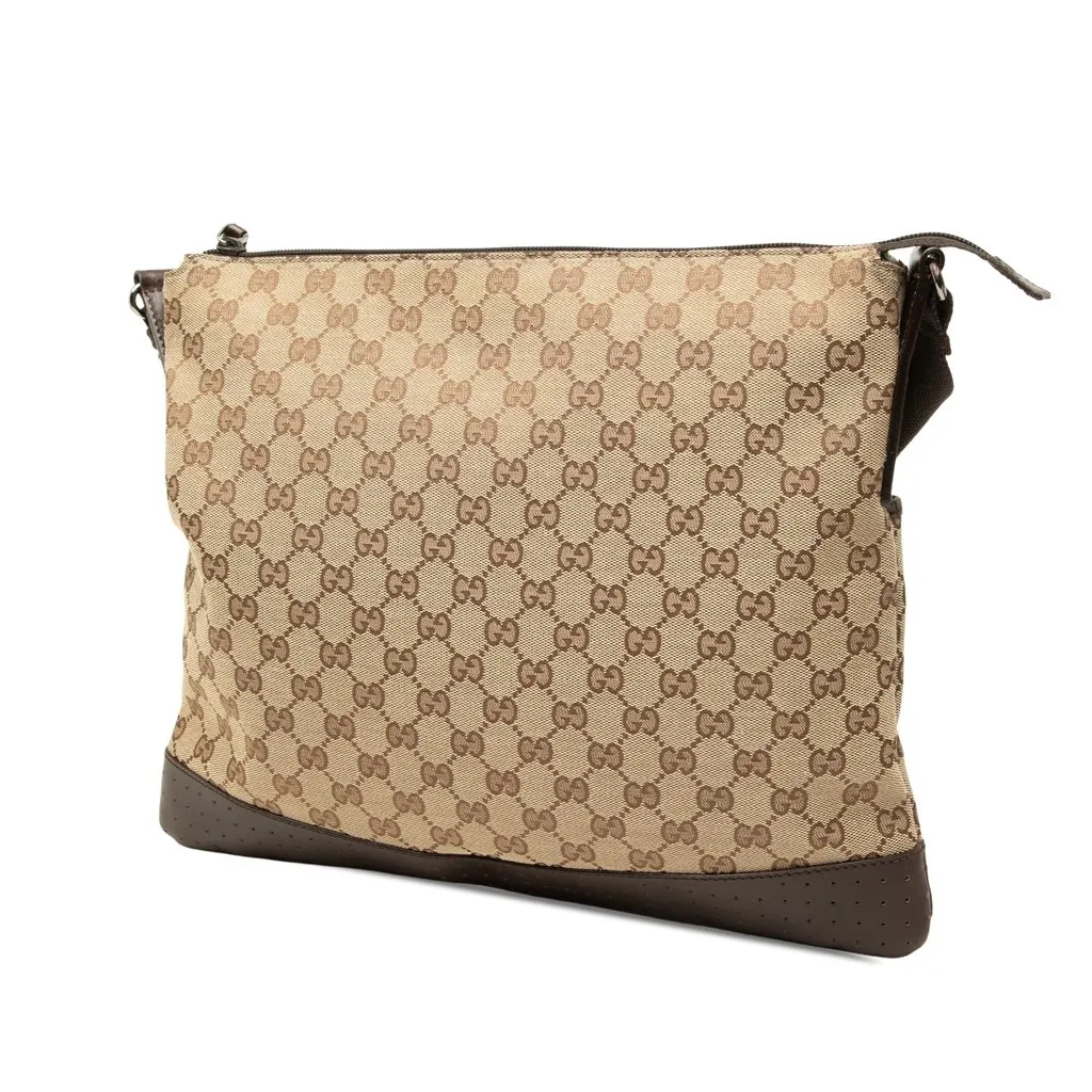 Gucci GG Canvas Perforated Crossbody Beige Canvas Good - Back View