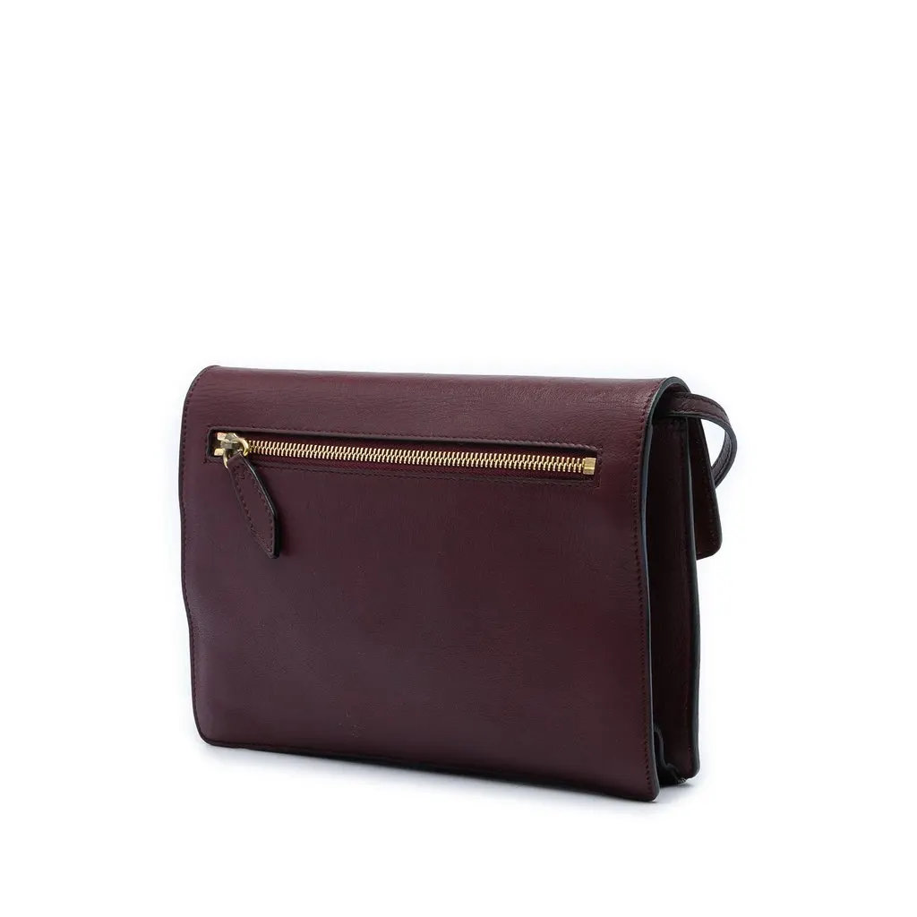 Burberry Small Leather and House Check Canvas Derby Macken Crossbody Red Leather Good - Back View