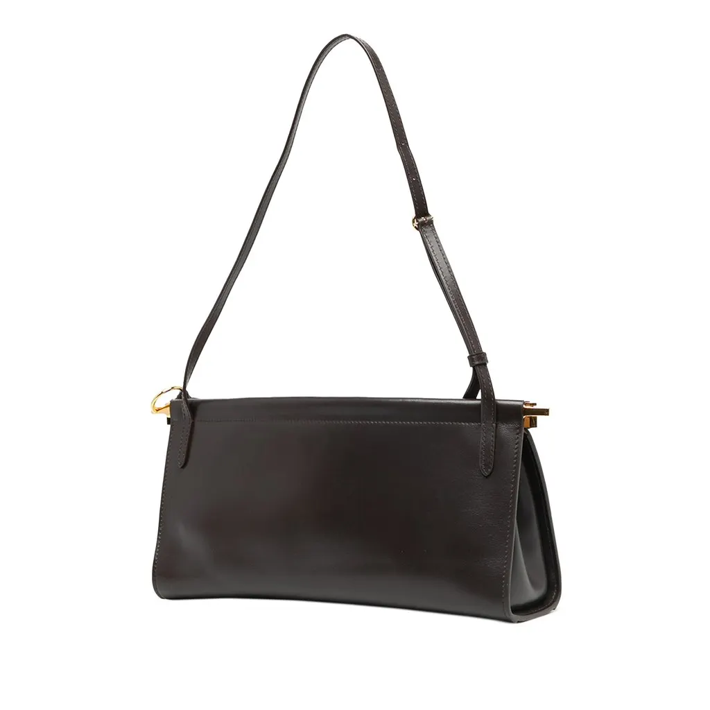 Alaïa Medium Calfskin Le Click East West Shoulder Bag Brown Leather Very good - Back View