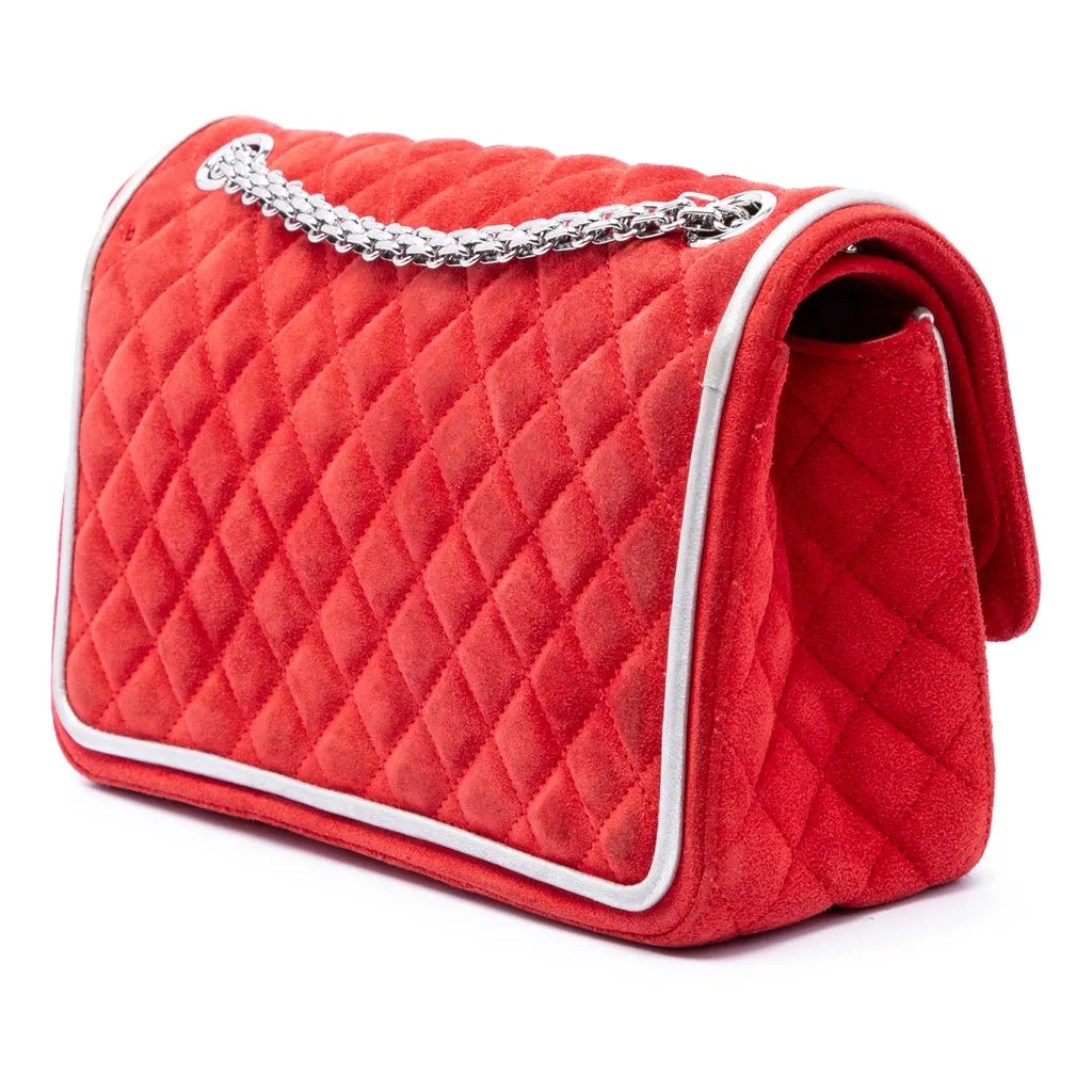 Chanel Quilted Suede Reissue 2.55 Double Flap 225 Red Leather Very good - Back View