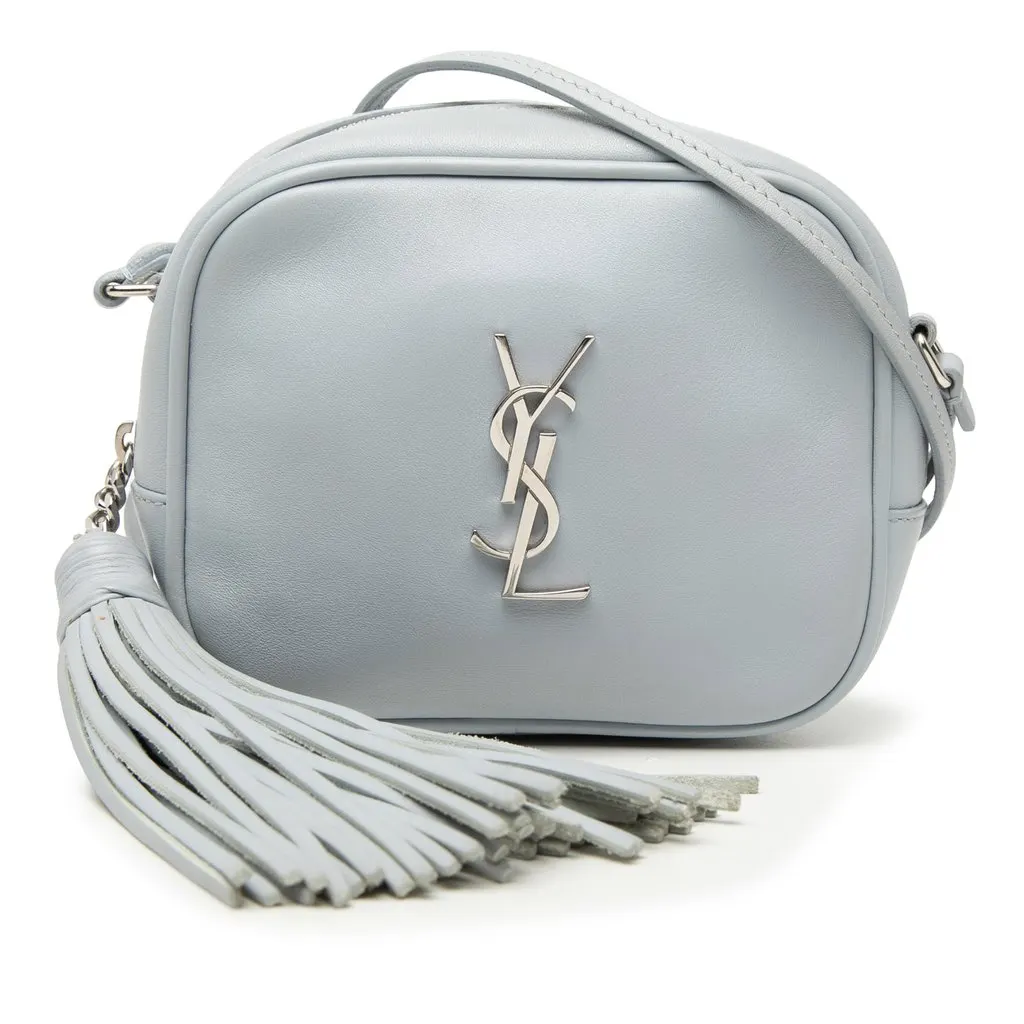 Saint Laurent Calfskin Monogram Blogger Bag Blue Leather Very good - Front View