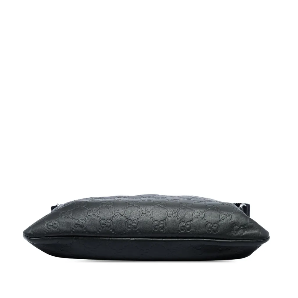 Gucci Guccissima Flat Messenger Bag Black Leather Very good - Inside View