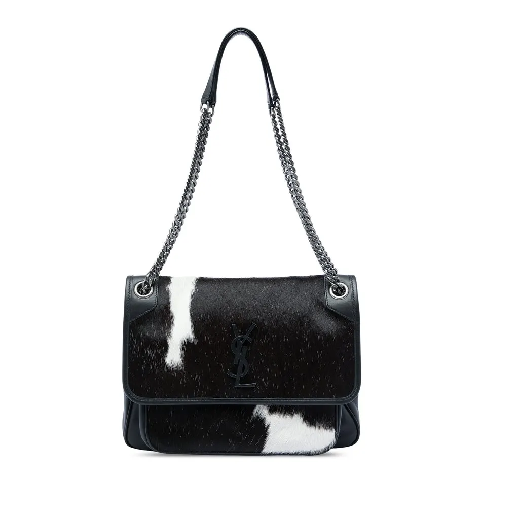 Saint Laurent Medium Pony Hair Niki Black Very good - Front View
