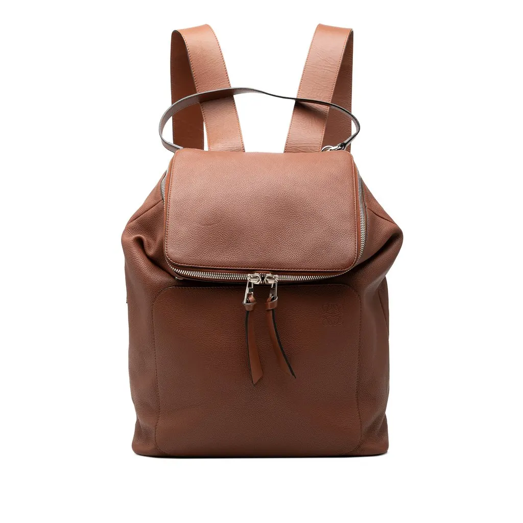Loewe Large Leather Goya Backpack Brown Leather Very good - Front View