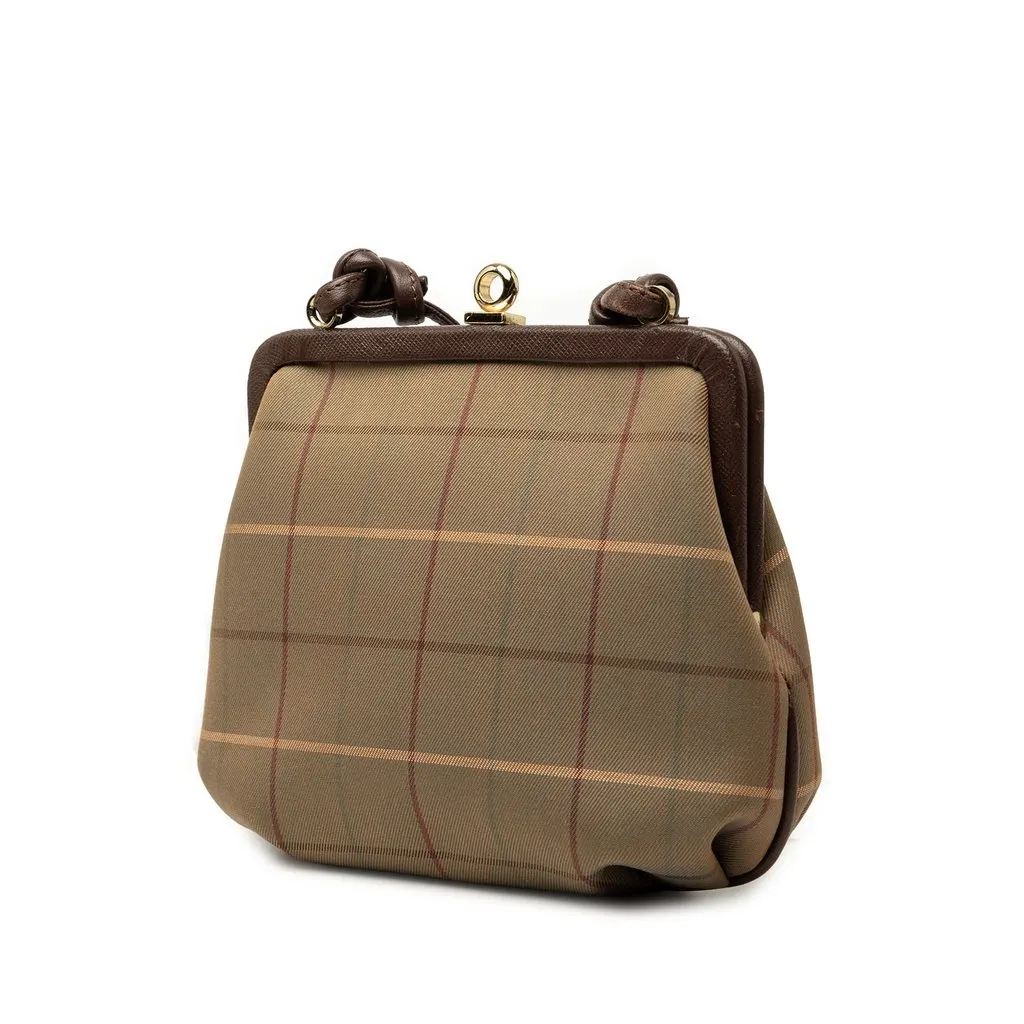 Burberry Vintage Check Canvas Kiss Lock Crossbody Brown Good - Back View