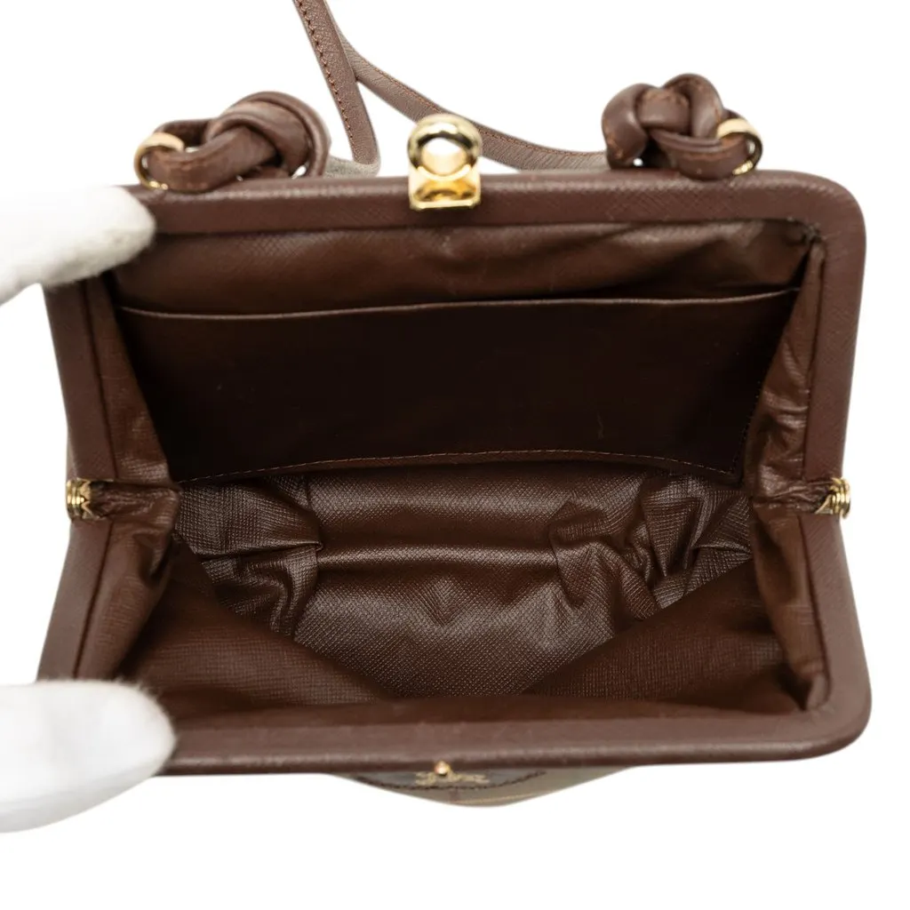 Burberry Vintage Check Canvas Kiss Lock Crossbody Brown Good - Model View