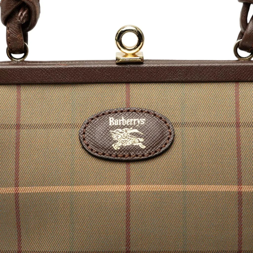 Burberry Vintage Check Canvas Kiss Lock Crossbody Brown Good - Box View