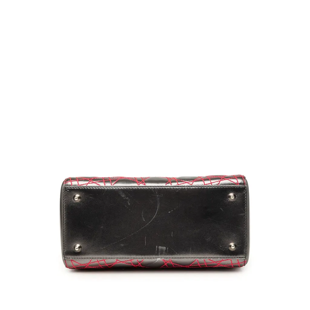 Dior Anselm Reyle Medium Metallic Lambskin Cannage Lady Dior Grey Leather Very good - Inside View