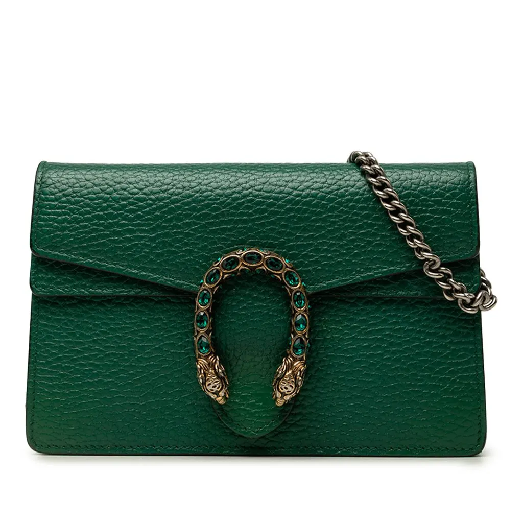 Gucci Mini Calfskin Dionysus Crossbody Green Leather Good - Front View
