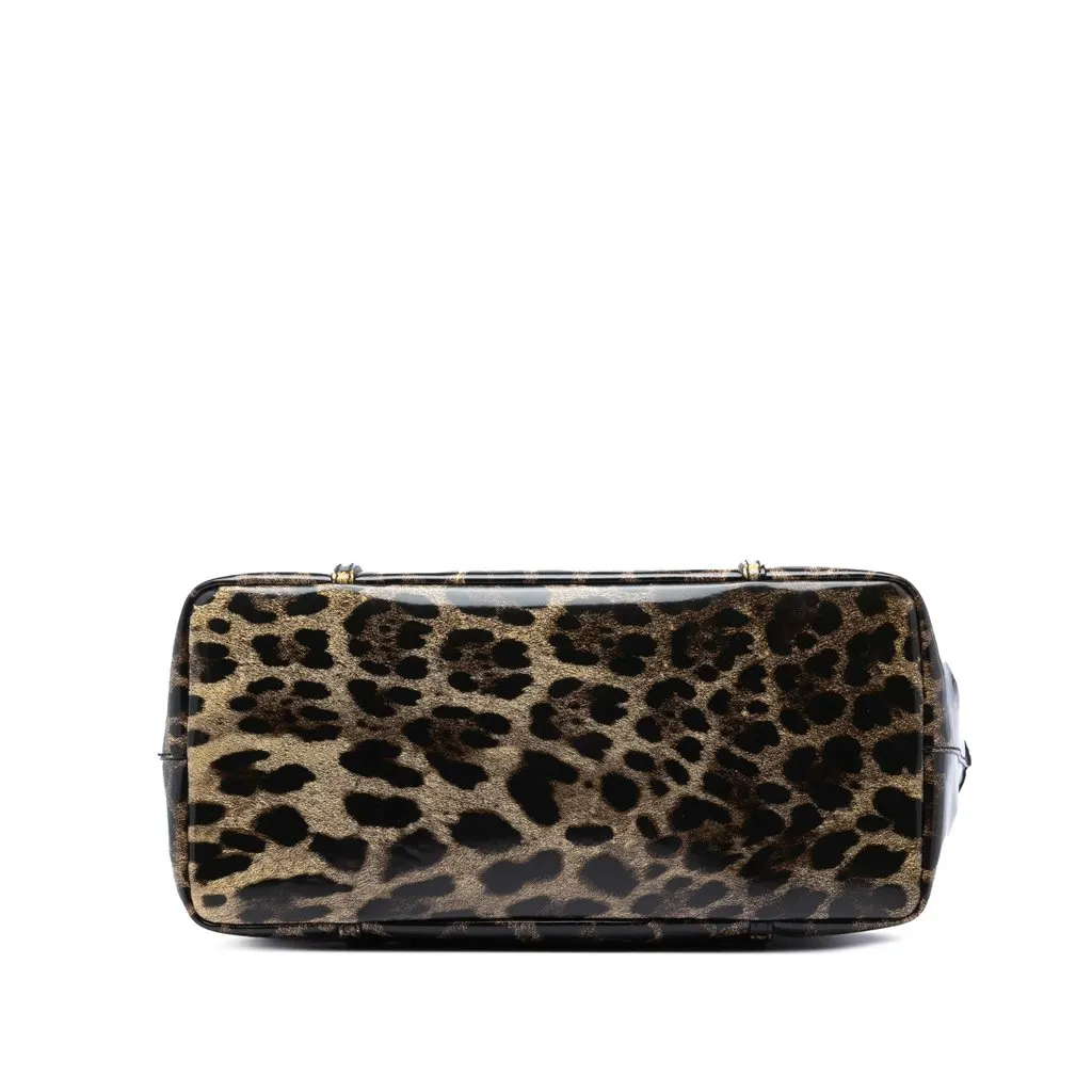 Dolce & Gabbana Leopard Printed Patent Miss Escape Tote Brown Leather Very good - Inside View