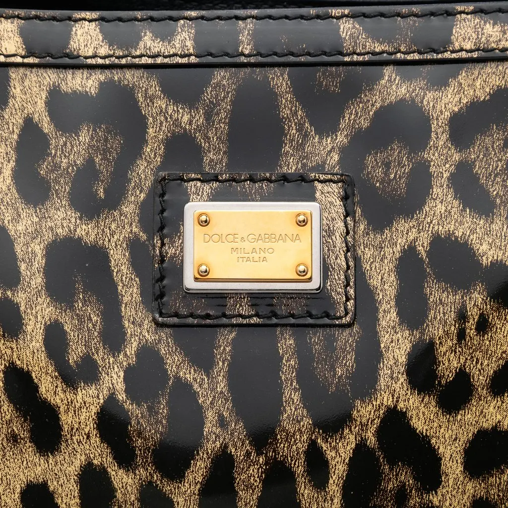 Dolce & Gabbana Leopard Printed Patent Miss Escape Tote Brown Leather Very good - Box View