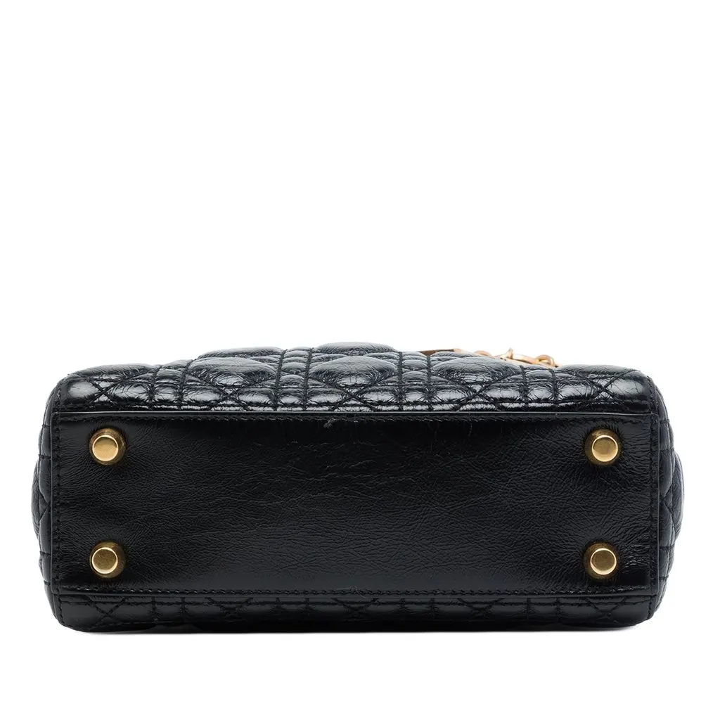 Dior Small Crinkled Patent Cannage My ABCDior Lady Dior Black Leather Good - Inside View