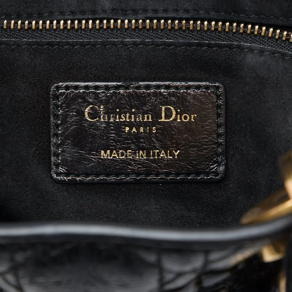 Dior Small Crinkled Patent Cannage My ABCDior Lady Dior Black Leather Good - Box View