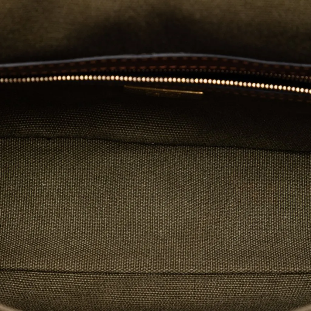 Fendi Sarah Coleman FF Canvas Fish Eye Embroidered Baguette Satchel Green Very good - Model View