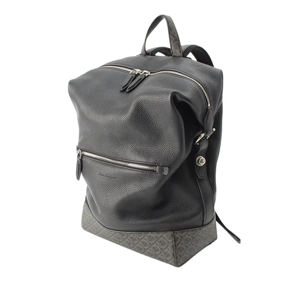 Ferragamo Gancini Coated Canvas Trimmed Leather Backpack Black Leather Very good - Inside View
