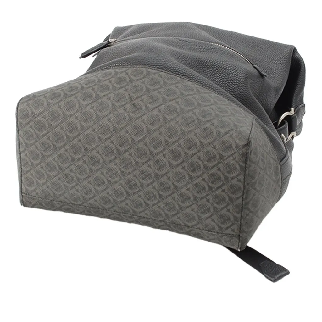 Ferragamo Gancini Coated Canvas Trimmed Leather Backpack Black Leather Very good - Box View