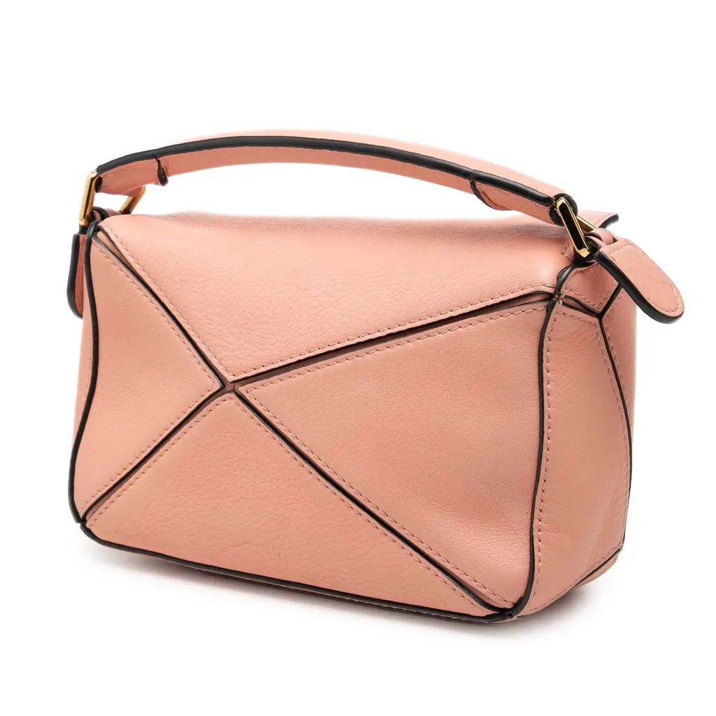 LOEWE Mini Calfskin Puzzle Satchel Pink Leather Very good - Back View