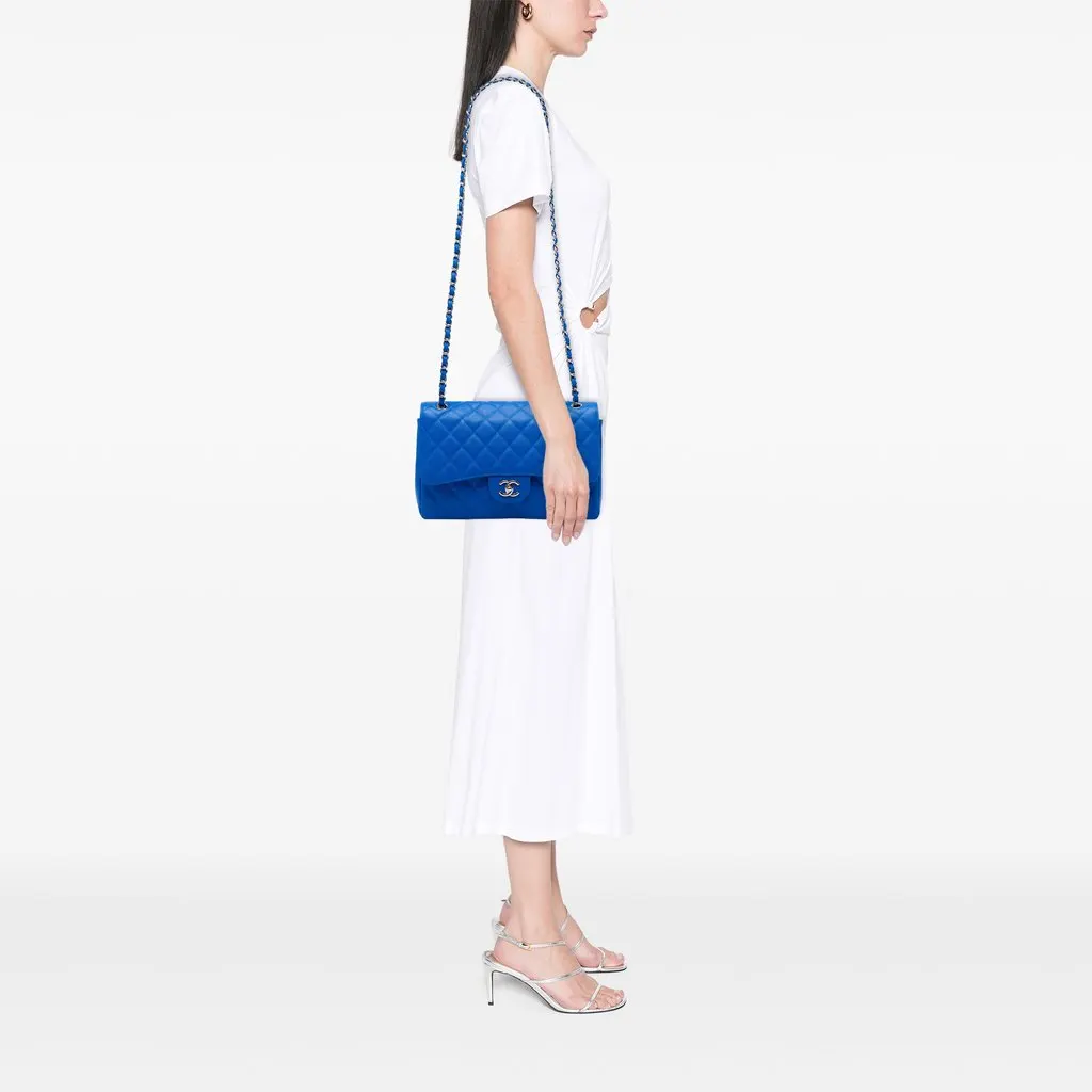 Chanel Jumbo Classic Caviar Double Flap Blue Leather Very good - Box View
