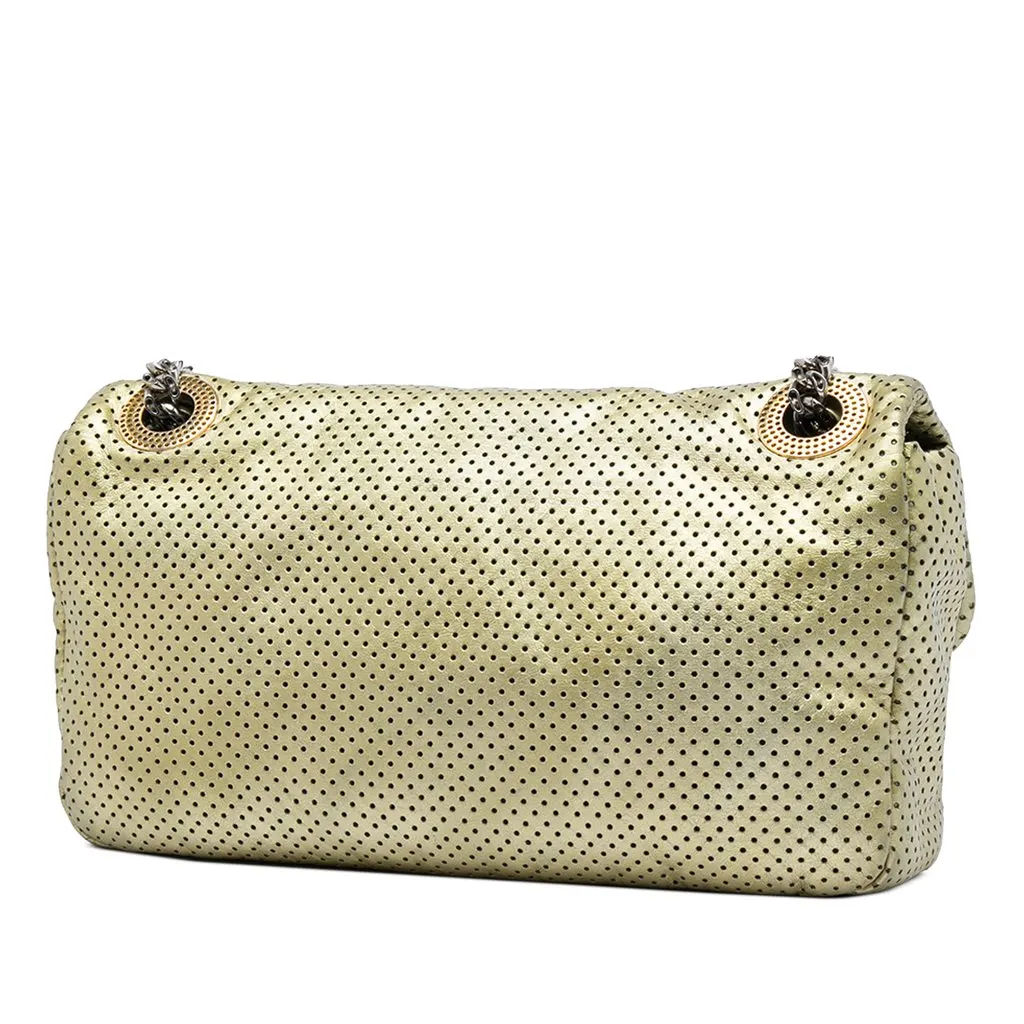 Chanel Metallic Perforated Calfskin Reissue 2.55 Drill Flap Gold Leather Very good - Back View